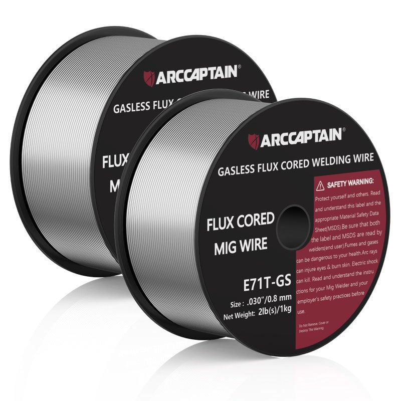 ARCCAPTAIN سلك لحام ARCCAPTAIN Flux Core .030 بوصة، E71T-GS Mig Welding Wir 2 ​​رطل × 2 بكرة فولاذ كربوني معتدل بدون غاز متوافق مع لينكولن ميلر فورني هاربور لحام، حزمة من 2 - Image 1